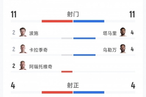 挪威vs法国-奥地利3-1约旦全场数据：射门11-11，射正4-4，得分机会3-0