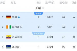 世界杯_瑞士vs加掌大-E组积分榜：德国提前出线，厄瓜多尔不胜将送德国第一&输球被淘汰