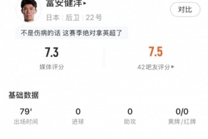 葡萄牙vs刚果民主共和国-6-富安健洋全场数据：4解围1拦截1抢断，3次争顶全部成功，评分7.3